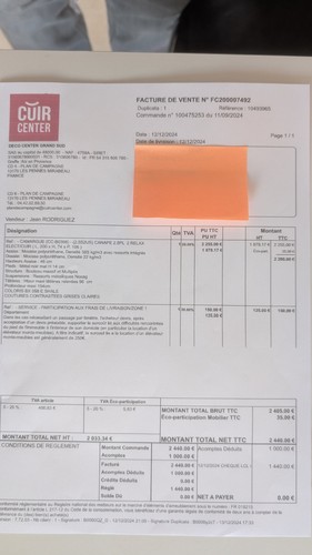 canapé cuir, relax électrique 2/3 places - Photo 5/5