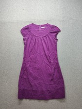 Calypso Women Shift Dress L Purple Sleeveless Round Neck Pocket Back Zip Casual