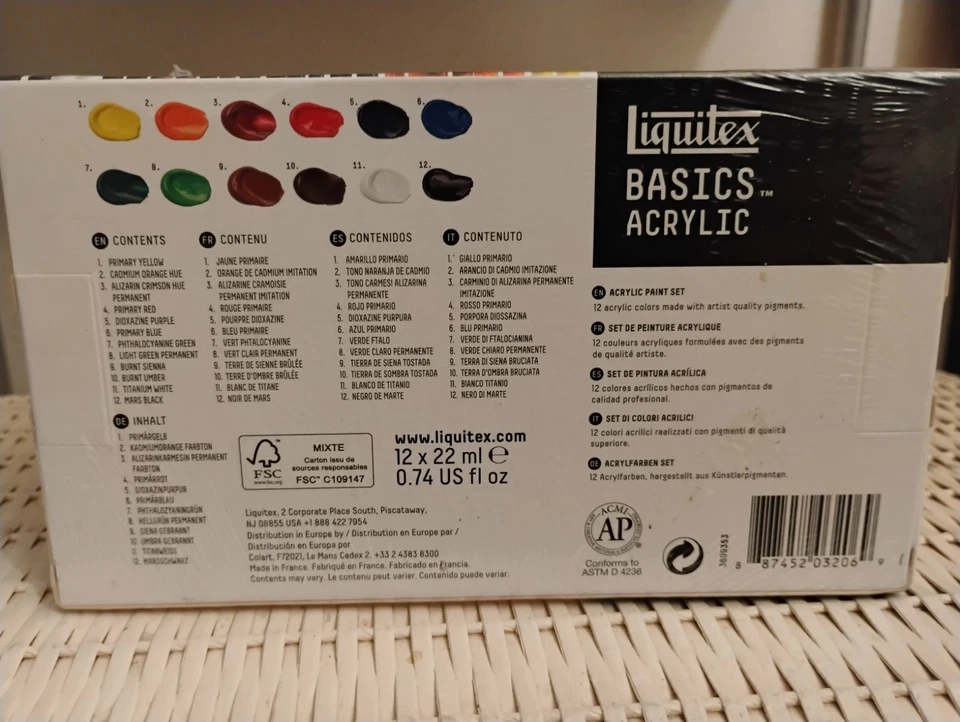 LIQUITEX основной акриловый набор красок, 12 x 22 мл трубка краски набор совершенно новый запечатанный - Изображение 3 из 4