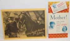 Tom Mix Ralston Straight Shooters Picture & Membership Card for Captain's Medal