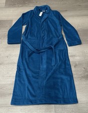 LL Bean Mens Fleece Robe Medium Reg Blue Belted Winter Warm New with Tags