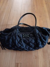 Kate Spade New York Carter Black Quilted Nylon Diaper Bag Tote Gold Hardware