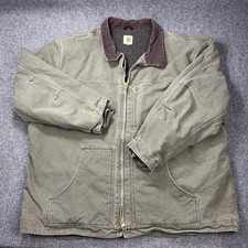 Carhartt Jacket Mens 3XL Green Sherpa Lined Duck Canvas Work Coat Rugged C61 ARG