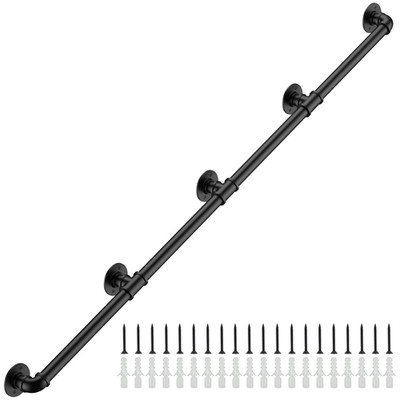 Groking 13Ft Industrial Stair Railing Wall Mount Staircase Handrail 1.3 Pipe