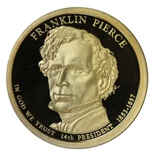 2010 -S Franklin Pierce Presidential Proof Dollar Gem Deep Cameo US Coin