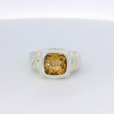 DAVID YURMAN Noblesse Ring 925 Silber 14K Gold Citrin 11,7 mm Ringgröße 6 1/4