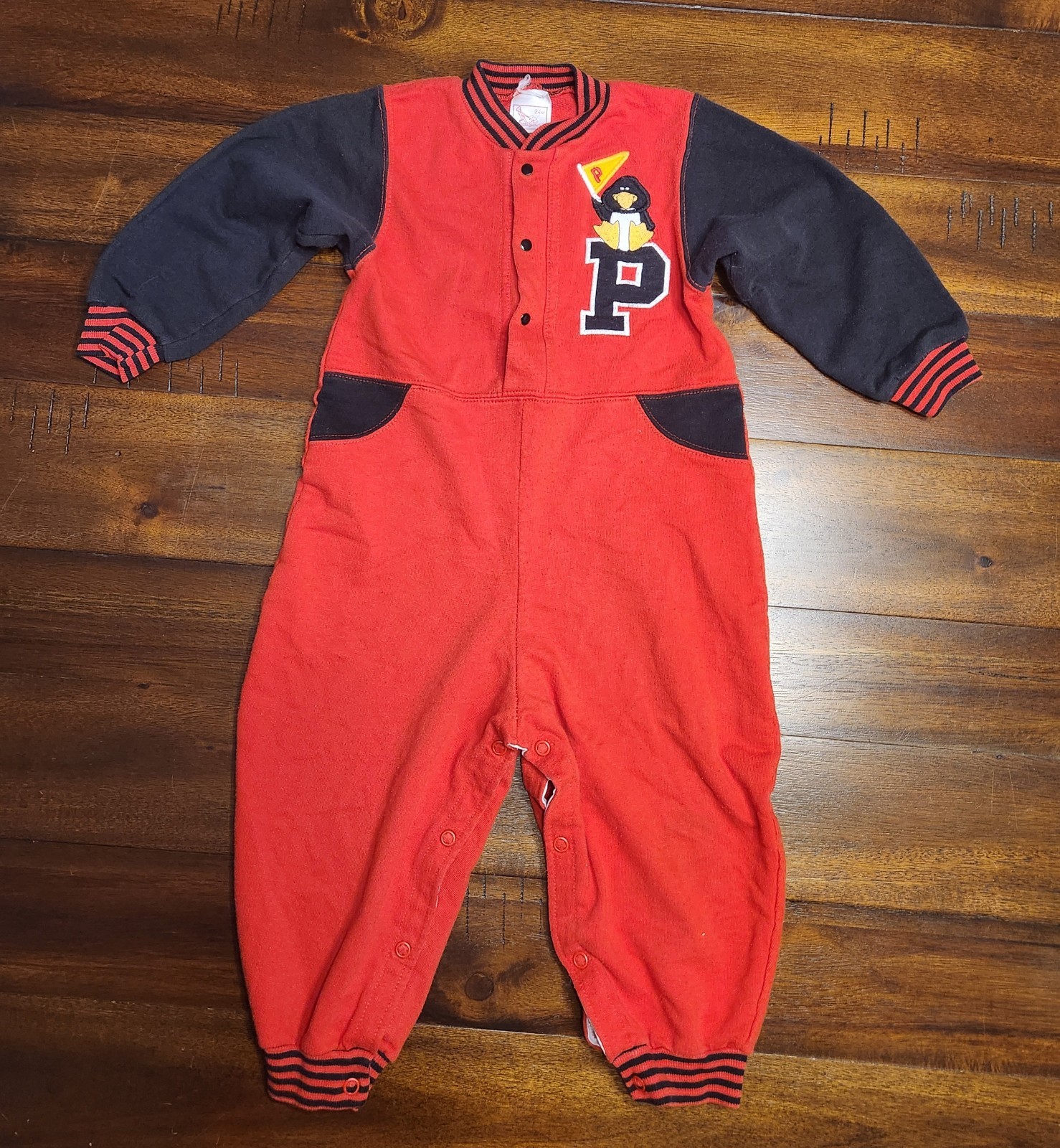 Buster Brown Boys 1pc Red & Black Penguin  Outfit Size 24M