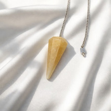 Gelber Citrin Kristall Pendel | Solar Plexus Chakra Stein zum Wünschelrutengehen