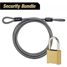 15 Ft. Looped End Steel Cable with Resettable Outdoor Combination Lock Bundle P