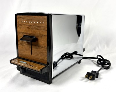  Vintage Farberware Model 292 Chrome 2 Slice Toaster Faux Wood Works.