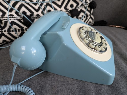 Reka Retro Push Button Telephone Duck Egg Blue Vintage Style Interiors - Zdjęcie 4 z 7