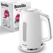 Breville Bold White Electric Kettle 1.7L 3Kw Fast Boil, White & Chrome VKT257