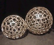 Silver Chain-Link Spheres Globes Balls Set of...