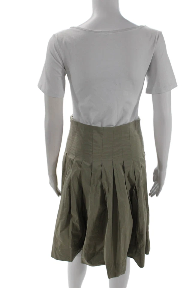 Pauw 女式 A 字褶绿色及膝裙聚酯纤维 1 码 — 第 3/4 张图片