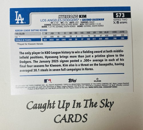 2025 Topps Series 2 Hyeseong Kim RC Holo Foil SP Dodgers Retail Exclusive - Picture 2 of 2