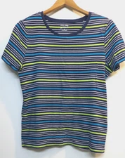 Studio Works Shirt Womens Large Blue Multicolor Striped The Studio Tee Cotton