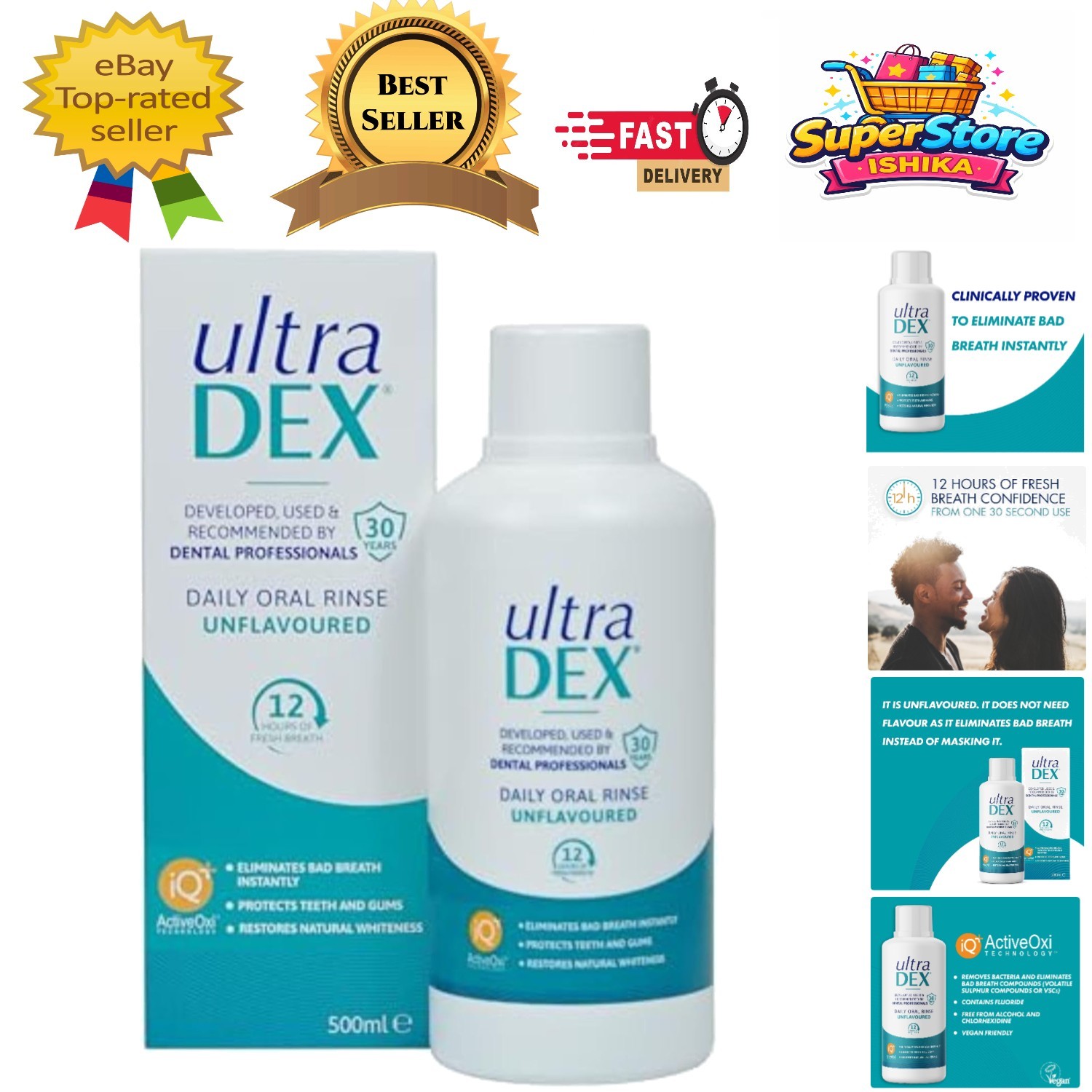 Alcohol-Free Daily Oral Rinse 500ml with Fluoride - Clinically Proven Freshness
