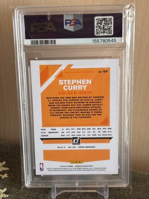 Stephen Curry 2019-20 Panini Donruss Orange Laser Insert Card #64 PSA 10 Low Pop view 4