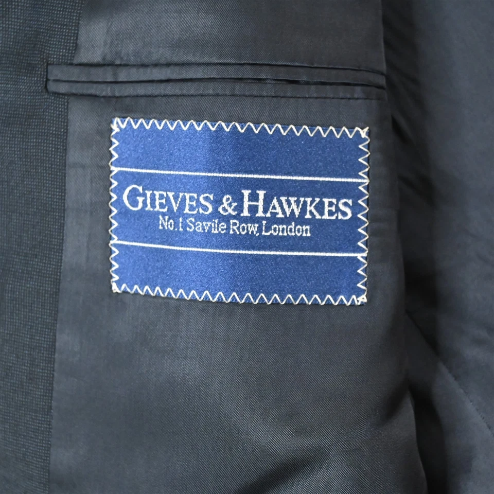 Chaqueta Blazer Abrigo Deportivo Gieves Hawks Savile Row 43R Azul Ojo de Pájaro 100% Lana Foto 4 de 4