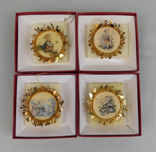 4pc Set 80s Vintage Hummel Gold Christmas Ornaments 24k Gold Trim 1686