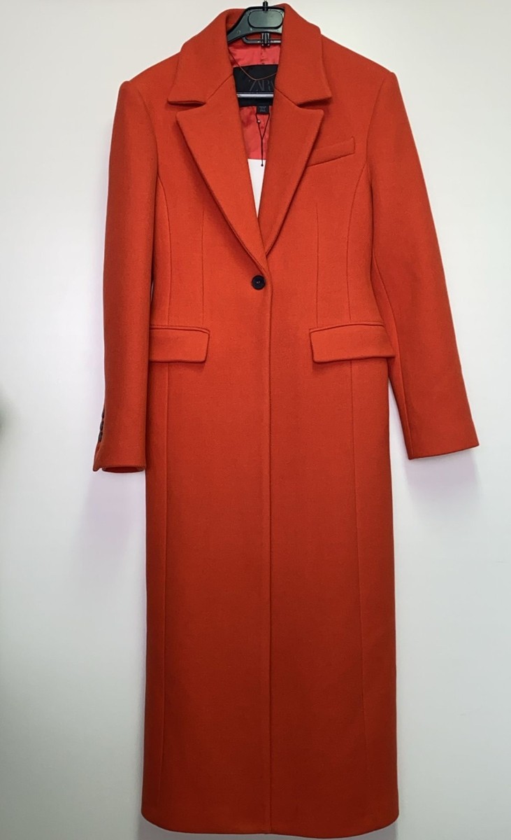 ZARA TAILORED WOOL BLEND COAT ZW COLLECTION ORANGE SS25 SIZES XS-L
