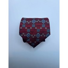 Arrow Mens Silk Tie Red Geometric Medallion Printed in Italy Made in USA