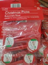 Amscan Vintage Christmas Santa Plastic Cup Cake Picks Box of 3 Dozen 10 Packs