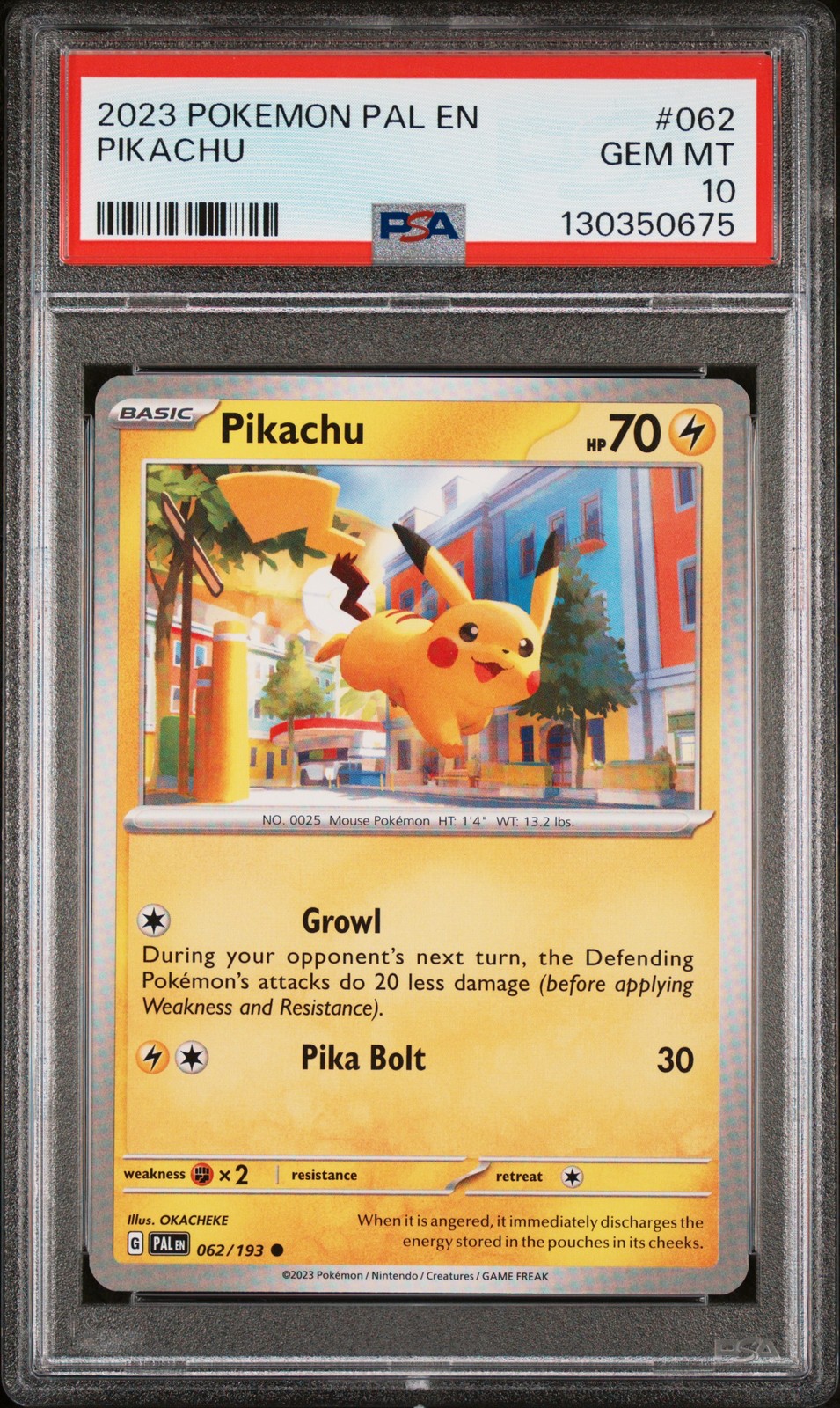 2023 POKEMON PAL EN-PALDEA EVOLVED #062 PIKACHU PSA 10