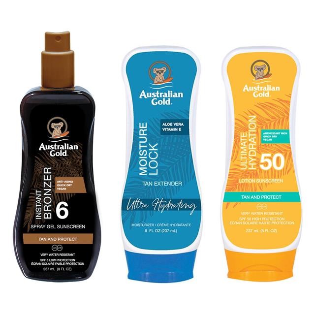 Australian Gold SPF 6 Bronzer & SPF 50 Lotion & Moisture Lock 237ml