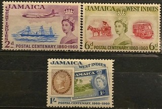 Jamaica MH Scott 178 180 Jamaican Postal Service Centenary 1960 VF Set