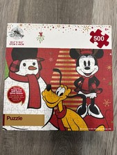NIB Disney Store Mickey Mouse  Friends 500 Piece Velvet Detail Christmas Puzzle