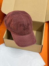 PRADA Milano Baseball Cap Burgundy Cotton Adjustable Unisex Hat Description