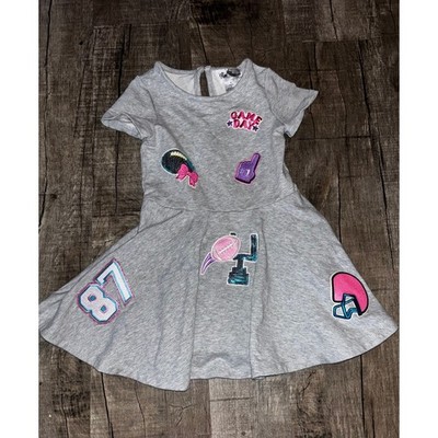 Rare Editions Girls Gray Game Day Football Patch Dress Size 5