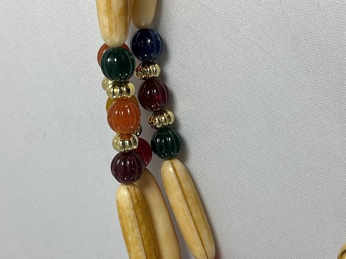 Vintage 90er Jahre Damen Perlengürtel Schmuck Töne goldfarbene Schnalle Größe Medium - Bild 9 von 14