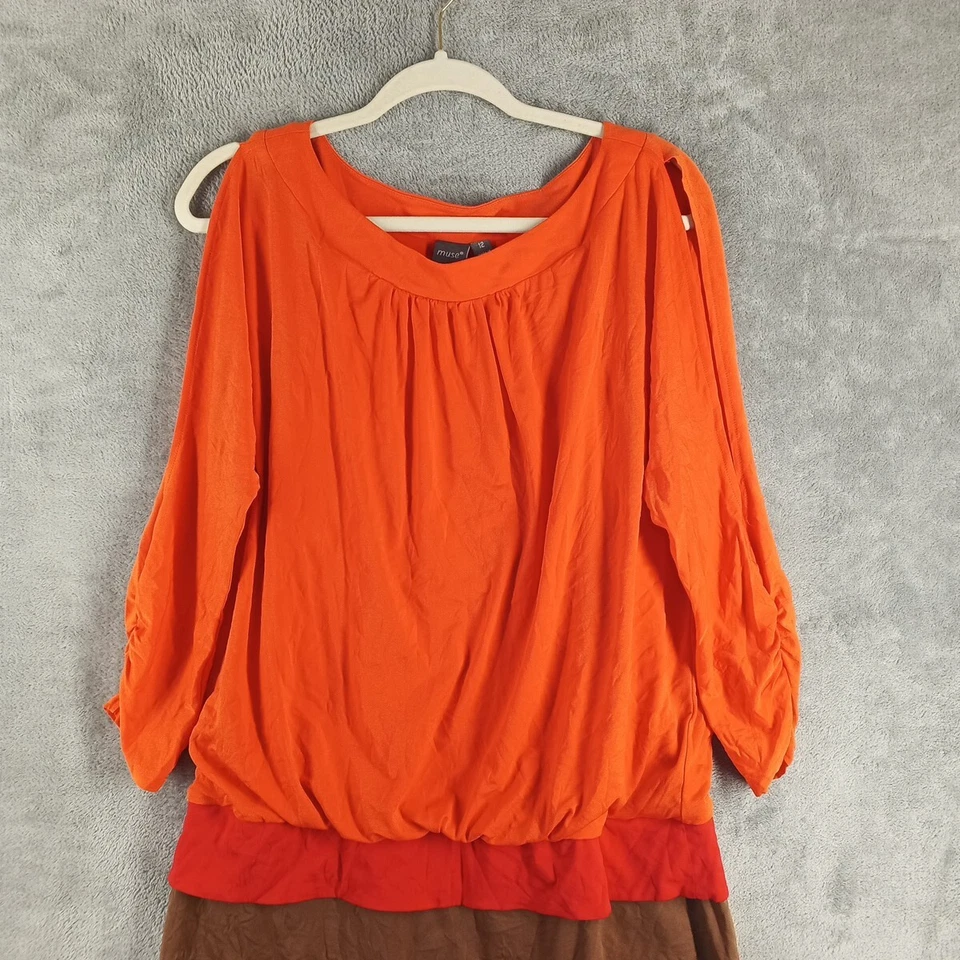 MUSE Office Color block Dress Size 12 Women Knit Pullover Casual - Image 2 of 4