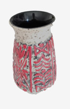 Vase Vintage West Germany,  Céramique, 1342/18 Rouge Gris Années 70