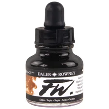 Daler-Rowney FW Acrylic Ink Bottle Sepia - Versatile Acrylic Drawing Ink