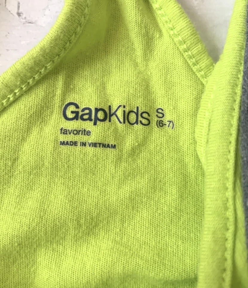 GapKids 6/7 Girls Gray Green Stripes Tank Top Racerback Shirts Kids Gap Size 6 7 - Image 4 of 4