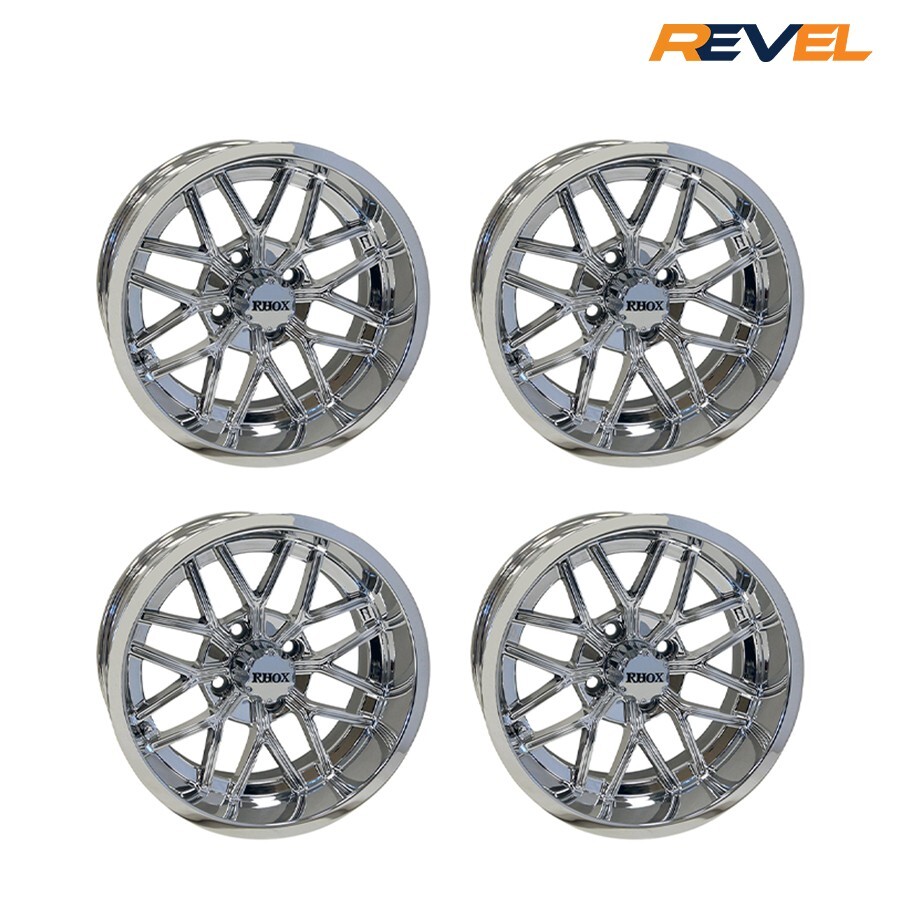 RHOX RX281 14" Chrome Golf Cart Wheels Set of 4, Chrome Golf Cart