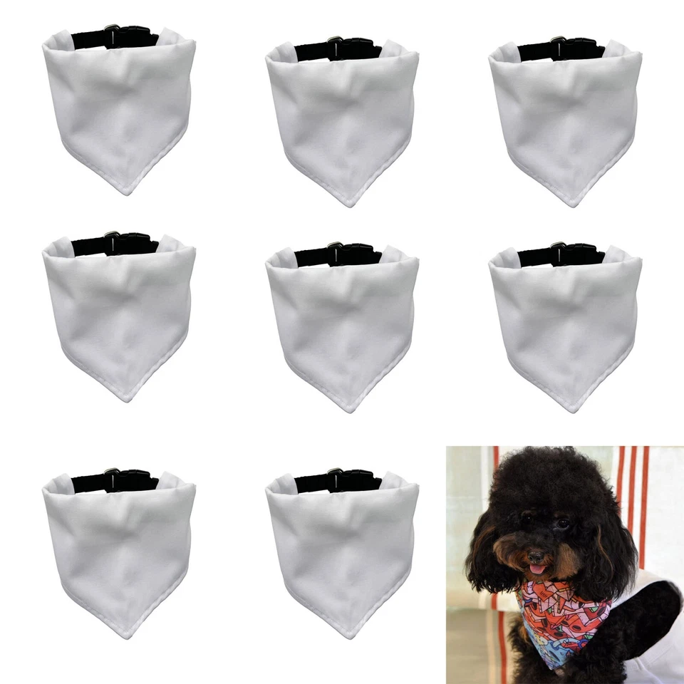 Pañuelo de transferencia de sublimación en blanco para mascotas cachorro bufanda lavable ajustable L 15 un. Foto 3 de 4