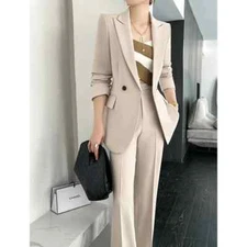 Blazer Women 2 Piece Spring Autumn Lady Suit Jacket Pants Black Two-Piece Sui