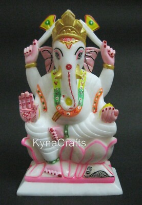 22.9cm Marmor Siddhi Vinayak Statue Hand Schnitzen Work Lord Ganesha für Tempel