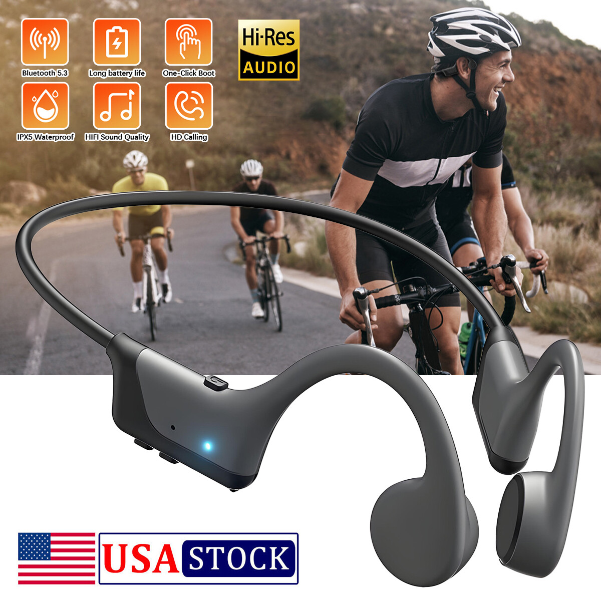 Bone Conduction Headphones induction 5.3 Open Ear Headphones IPx5 Waterproof A++