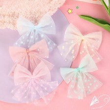 1 Set 5 Color Fairy Mesh Bow Patch Polka Dot Bowknot Applique Cute DIY Accessory