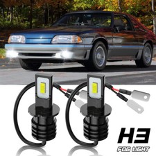 For Ford Mustang 1988-1993 H3 LED DRL Bulbs Fog Driving Light Conversion Kit 2PC