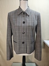 CHAPS Ralph Lauren Black White Plaid Dress Jacket Blazer Womens Size 8 EUC