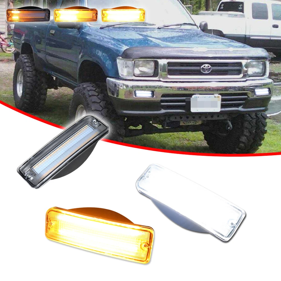 Luzes de sinalização de canto dianteiras LED DRL com interruptor sequencial para 1993-98 Toyota T100 - Imagem 3 de 4