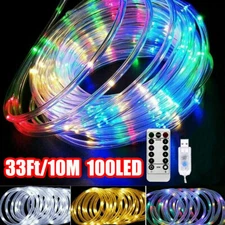 Strip Rope Light Tube String Outdoor Garden Party Decoration Lights 33ft 100 LED