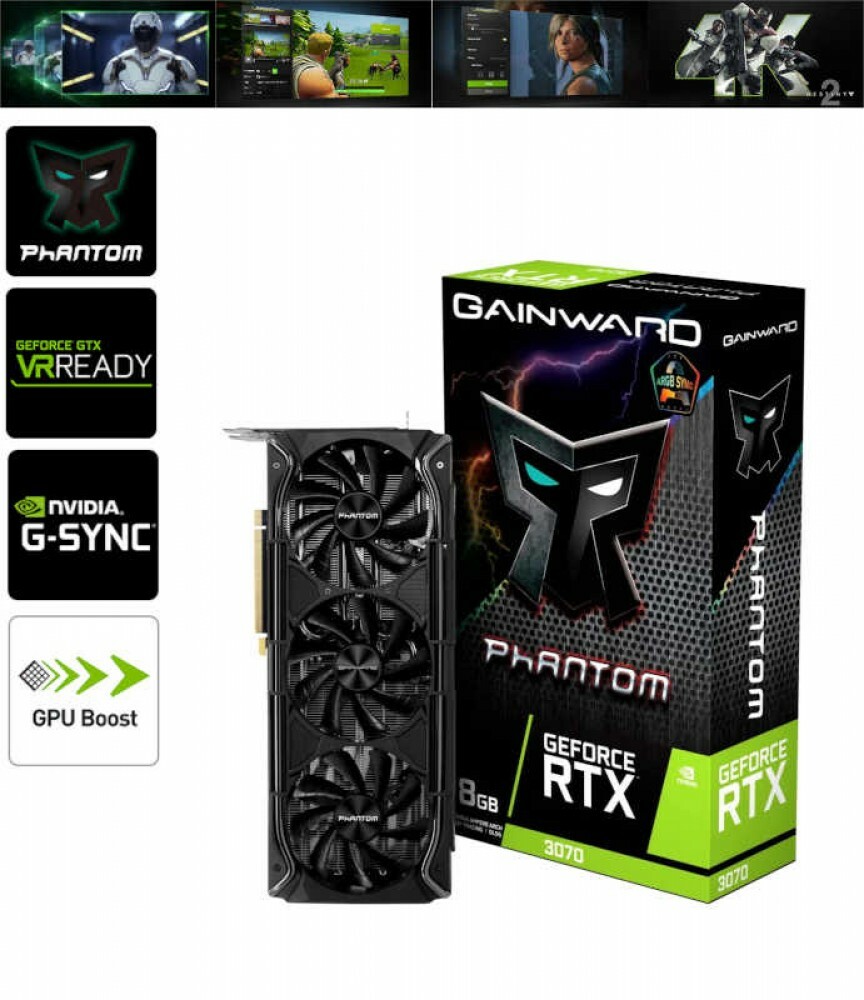 GAINWARD Video Card GeForce RTX3070 Phantom+ PCI-Exp Gen 4 GAINWARD Video Card GeForce RTX3070 Phantom+ PCI-Exp Gen 4