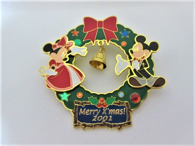 SUPER RARE!! MICKY & MINNIE MOUSE PIN 2001 MERRY X'MAS DISNEY EDITION OF 2800 